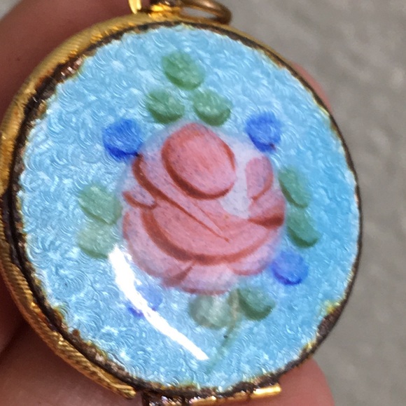 🖤Vtg cloisonné locket pendant - Picture 12 of 14